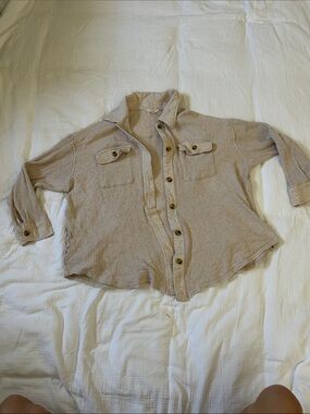 Terra & Sky Soft Cream Ribbed Button Cardigan